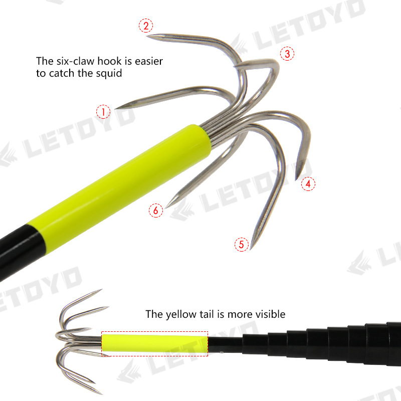 LETOYO transfronterizo nuevo gancho de calamar gancho de anclaje Squid Gaff Octopus Hook sepia Gancho de punta de calamar