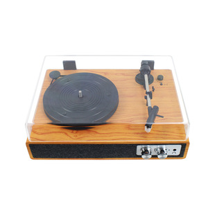 Cross-Border Retro Record Player Transparent Cover Wooden Vinyl Record Player Supports Multi-Speed Mobile Phone Bluetooth Speaker Ornaments