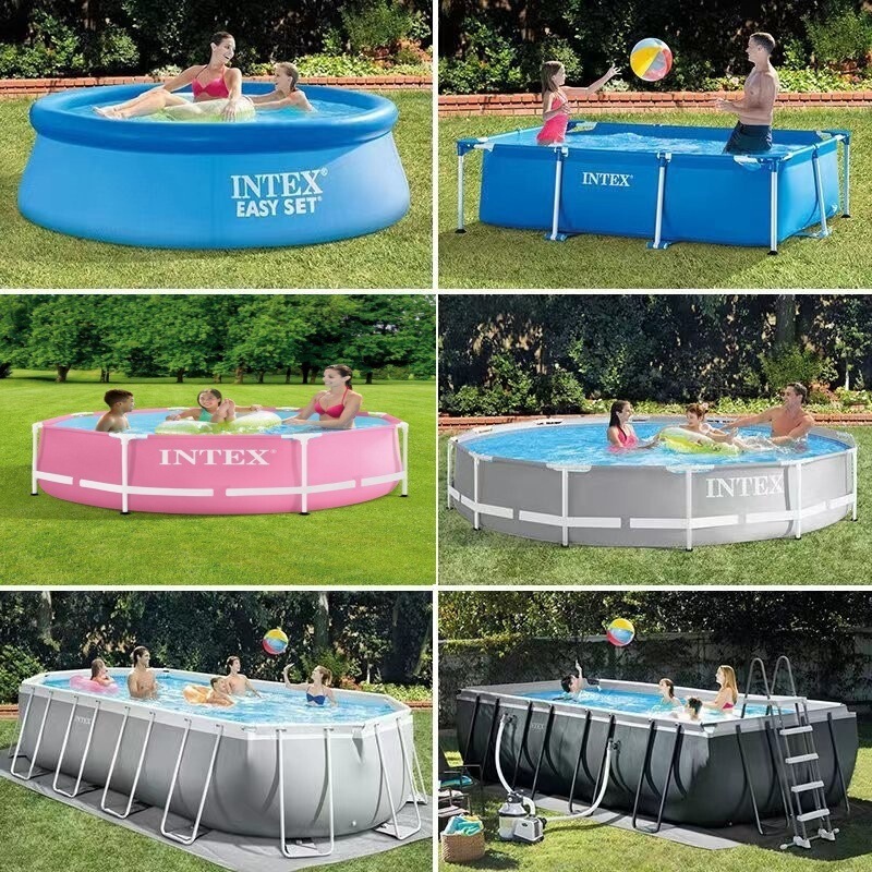 Intex Rectangular Tube Frame Pool Round Inflatable Pool Outdoor Family Garden Pool