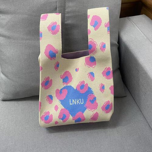 2024 Amazon ebay Korean version wool bag leopard print fashion simple knitted bag shoulder bag tote bag factory