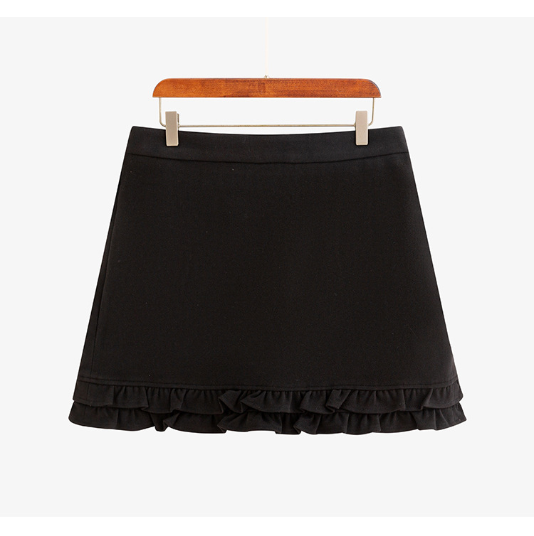 GraceChic Plus Size High Waist Slimming Women's Bodycon 2025 Winter Fat MM Patchwork Ruffled Short Skirt NQ1336_voghion.com