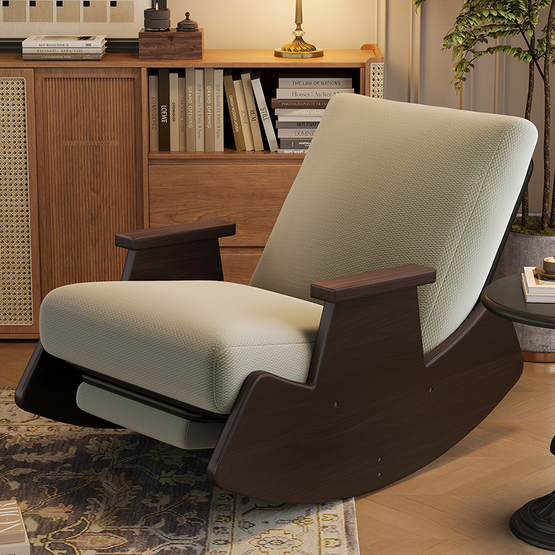 Salón de estar sofá perezoso balcón casero mecedor de ocio adulto retro con reposabrazos sillón de madera sólida