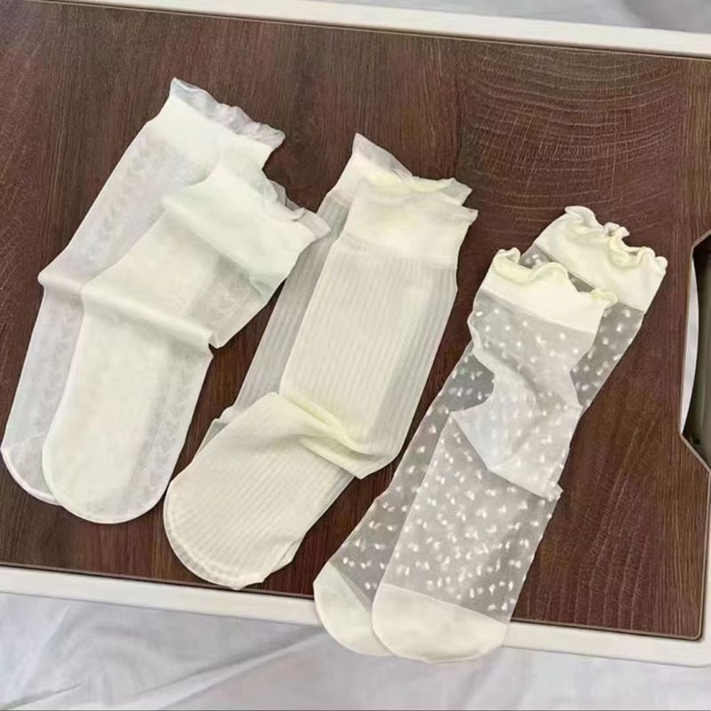 2024 Ultra-thin Summer Breathable Ice Silk Lace Socks Lolita Princess Fairy Sweet Pile Socks with Small Leather Shoes 2024 Ultra-thin Summer Breathable Ice Silk Lace Socks Lolita Princess Fairy Sweet Pile Socks with Small Leather Shoes