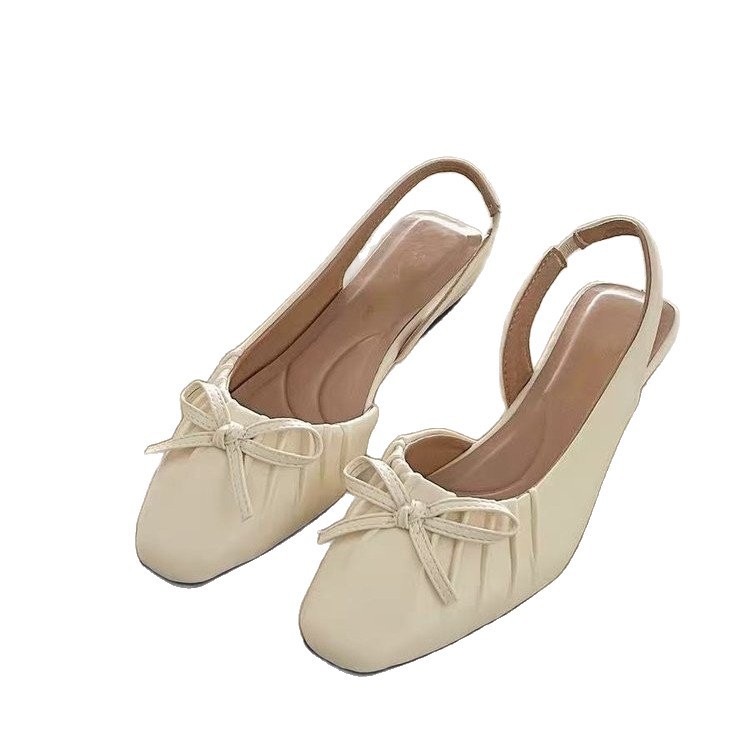 Explosiones de estilo francés con cabeza de media zapatillas para mujeres 2026 verano nuevo arco de tacón bajo sandalias de viento suaves para mujeres image 5