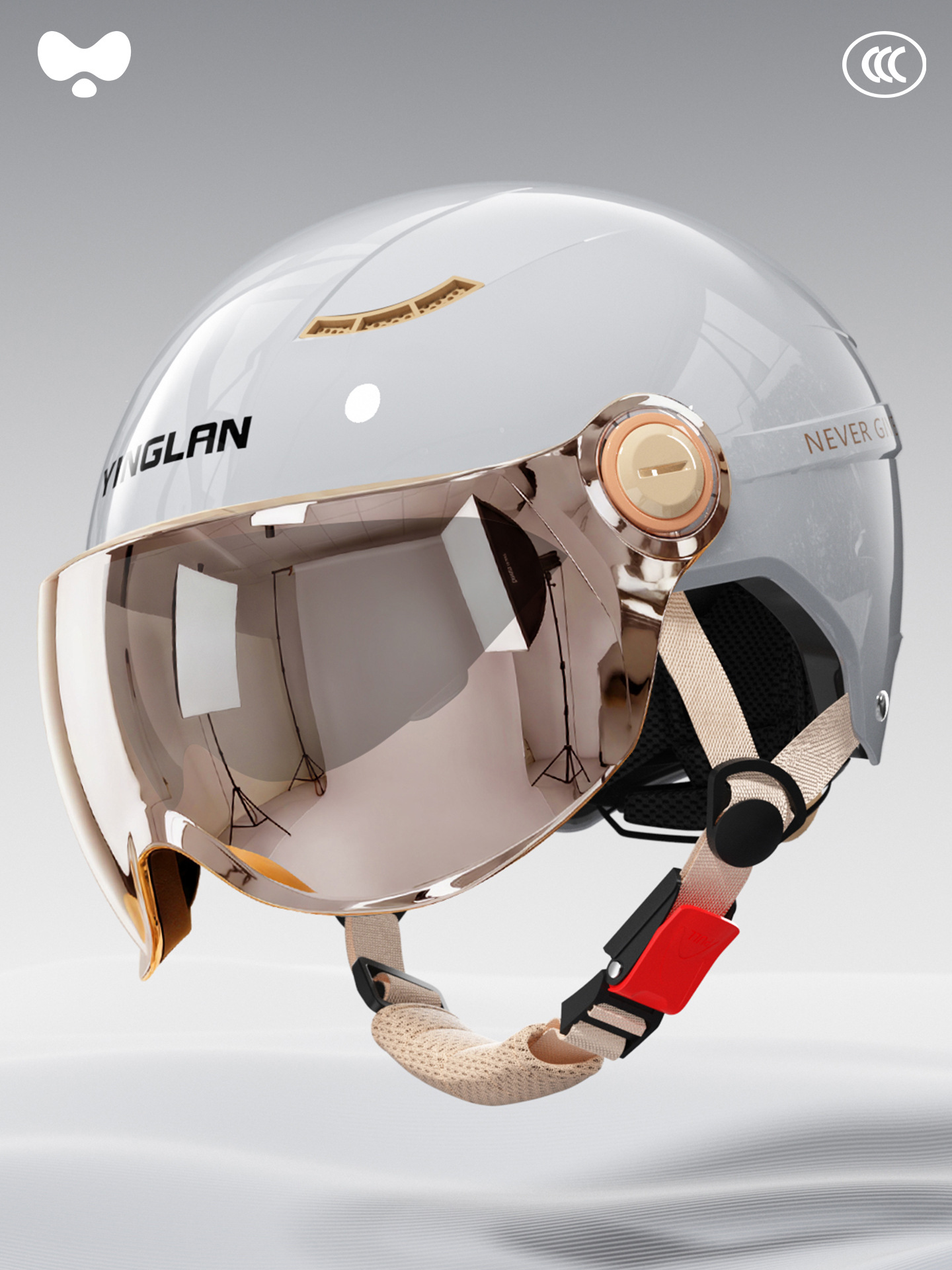 Helmet 3C — Universal Motosiklet kaskı (dəbilqə) - 3c-double-lens-starry-sky-grey-electroplated-short-lens