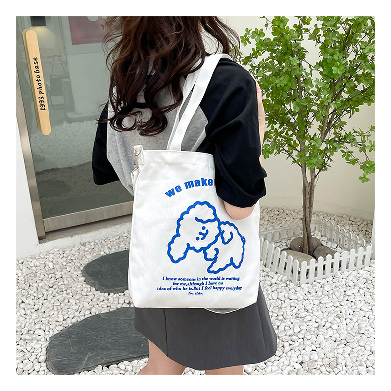 New fashionable and cute canvas bag, simple and large-capacity tote bag, casual and versatile single-shoulder crossbody bag, Douyin consignment undefined