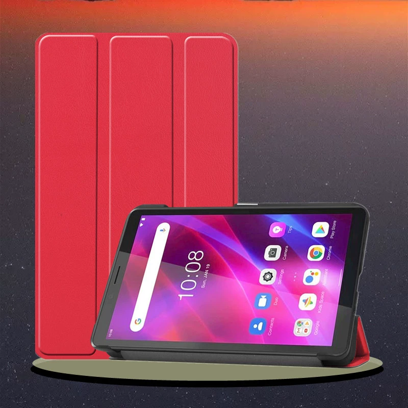 Совместимо с Lenovo TAB M7 защитный чехол из кожи 3-го поколения, 2-й трехкратный держатель - ультратонкая задняя крышка 7305, все включено