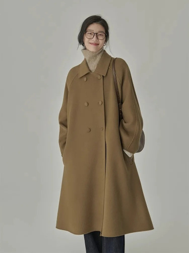 woolen coat women's medium and long autumn and winter new woolen coat Hepburn style temperament thickened Japanese