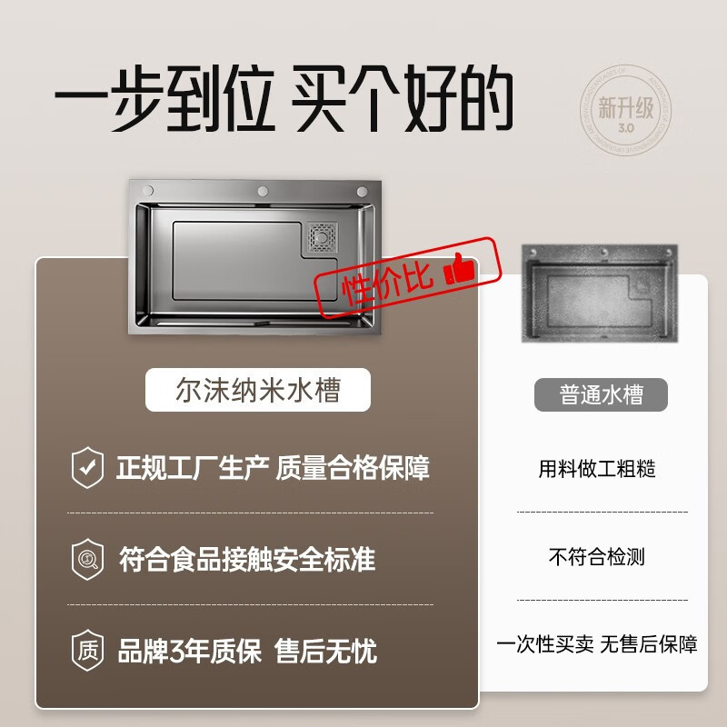 Cocina lavabo de verduras doméstico engrosado a mano nano 304 acero inoxidable gran lavabo de platos lavabo lavabo de verduras lavabo