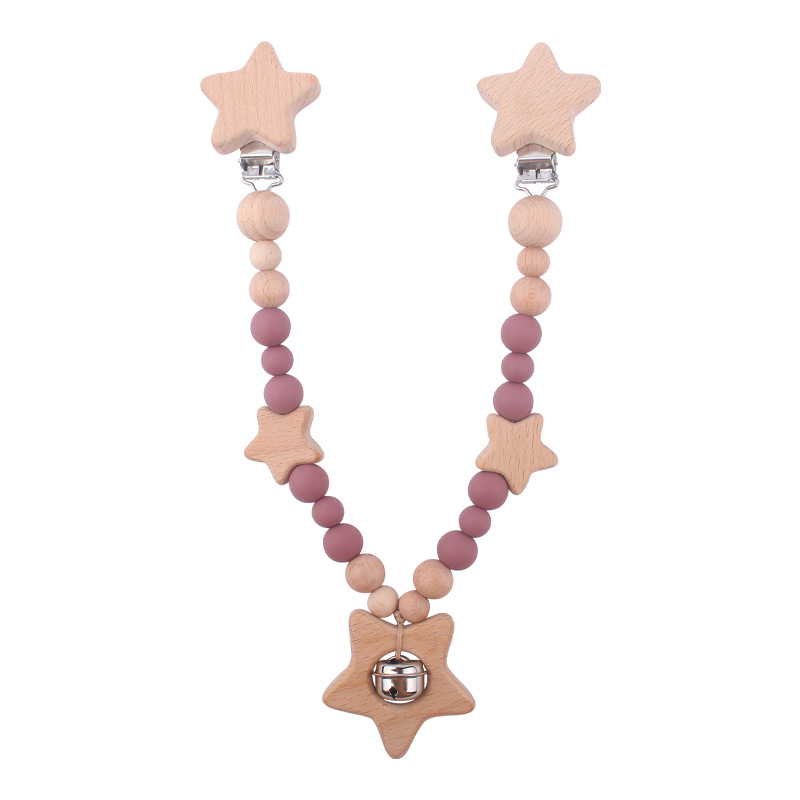 Nuevo bebé de dibujos animados de haya animal chupete clip calmante bebé mordida chupete cadena coche colgando mordedor conjunto de tres piezas