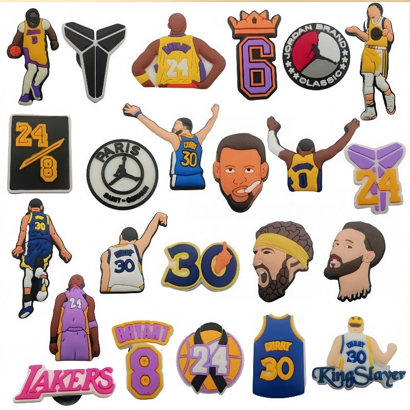 Cross-Border Wholesale Basketball Nba Theme Clogs Shoe Flower Shoe Buckle DIY Shoe Accessories Shoe Stickers Source Direct Delivery