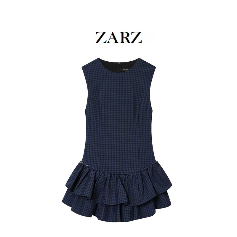 Zarz Homemade European and American Style New Women's Versatile Plaid Layered Decorative Short Dress 3067/269 Zarz Homemade European and American Style New Women's Versatile Plaid Layered Decorative Short Dress 3067/269
