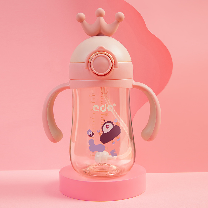 愛多奇皇冠兒童水杯PPSU大寶寶學飲吸管杯嬰幼兒可愛卡通喝水杯子