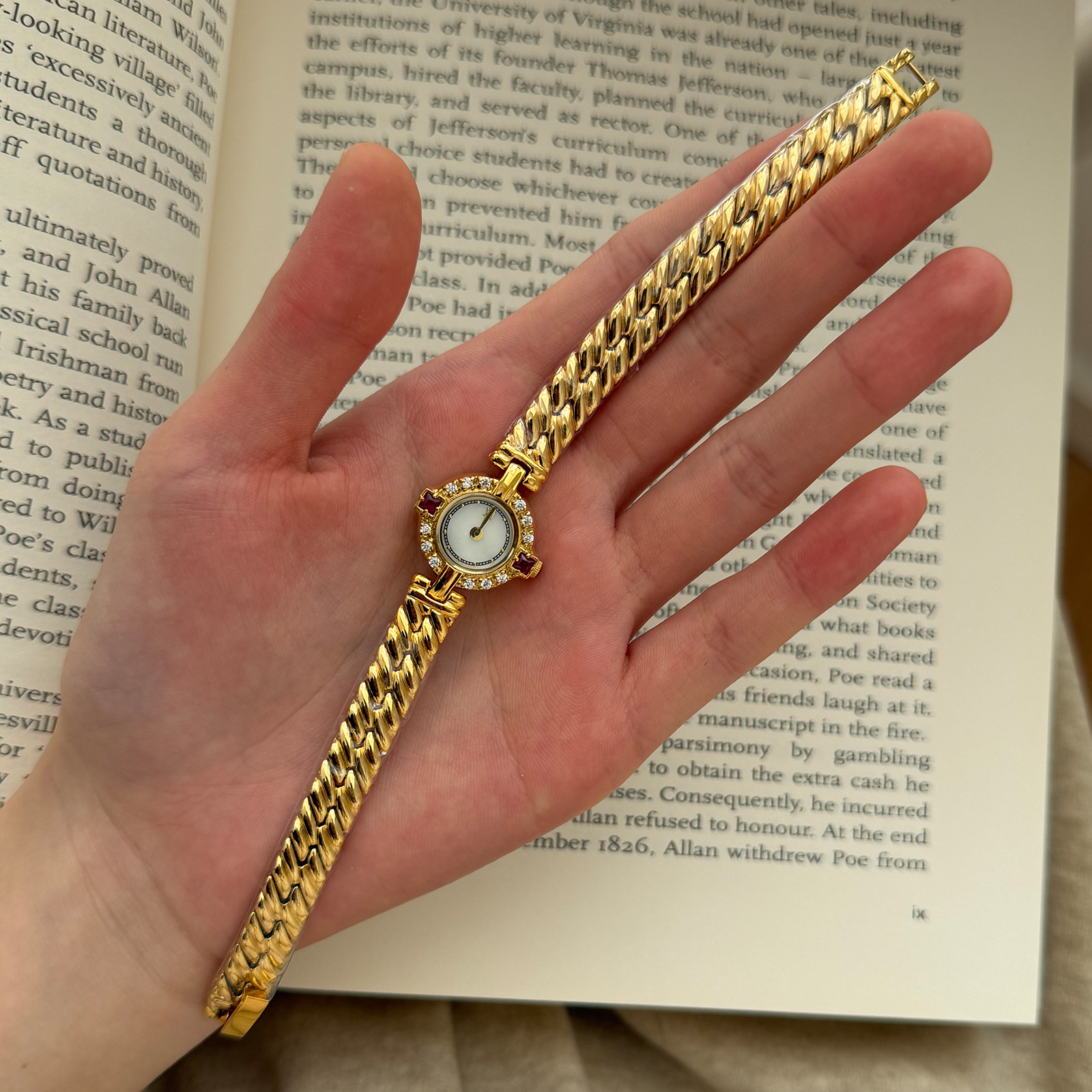 French Medieval Exquisite Retro Ruby Red Diamond Small Dial Fashion Ladies Watch_voghion.com