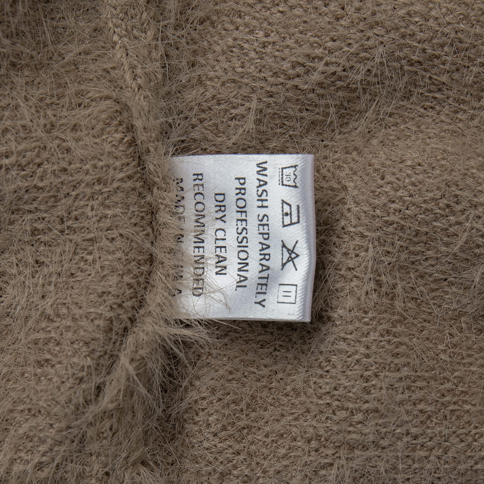 Áo cardigan len dệt kim giả lông chồn cổ V tay dài form rộng nữ — Màu hồng, Màu kaki, Màu trắng, Màu xám nhạt chi tiết 17