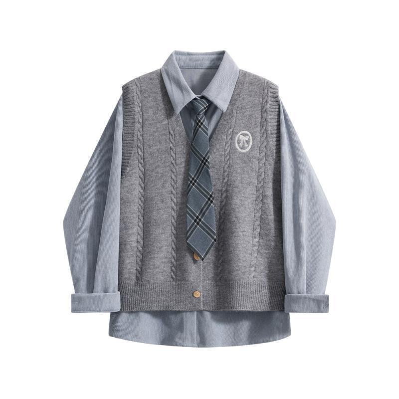学院风V领针织马甲女2025秋冬季新款百搭背心小个子叠穿坎肩上衣|undefined