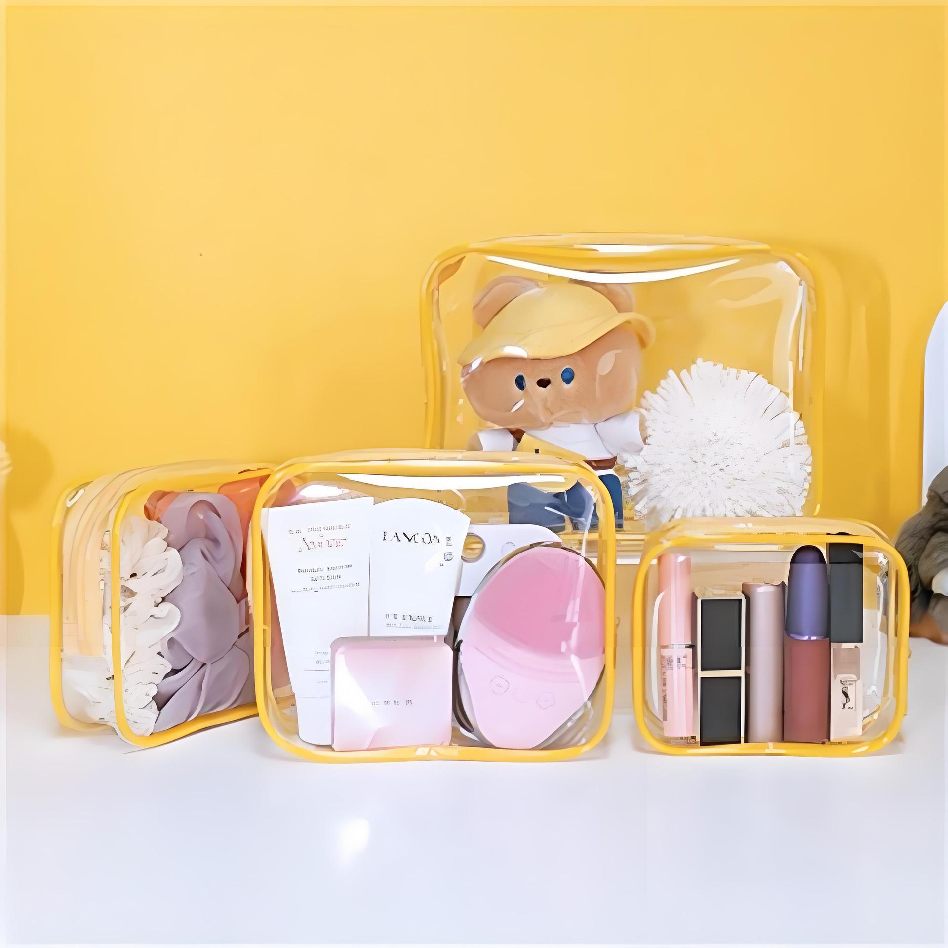 Bolsa de Aseo Transparente Transfronteriza, Bolsa de Cosméticos con Cremallera Conveniente, Bolsa de Almacenamiento para Objetos Diversos del Aeropuerto, Bolsa Transparente de PVC Engrosada al por Mayor