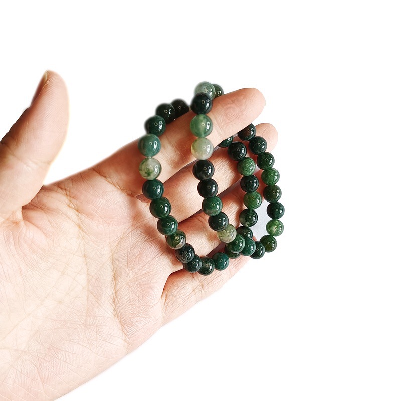Moss Agate Water Grass Agate Bulk Beads Frosted Facet Round Beads Milk Moss Agate Bracelet