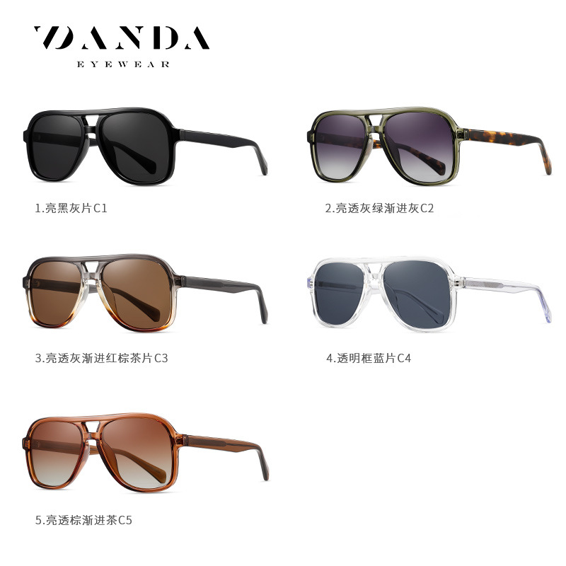 Gafas polarizadas transfronterizas europeas y americanas S31117 Gafas de sol de doble viga retro de moda Gafas de sol de placa de red de montura grande con personalidad