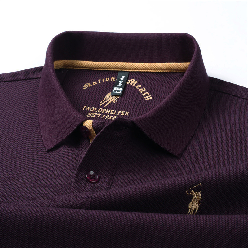 Young and Middle-aged All Cotton POLO Shirt Men's Pure Cotton Short-sleeved T-shirt Embroidered High-end Casual Half-sleeved Lapel T-shirt Top