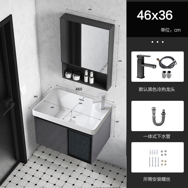 Baño de aluminio espacio puerta de vidrio gabinete de baño pequeño gabinete de lavabo doméstico combinación balcón lavabo piscina