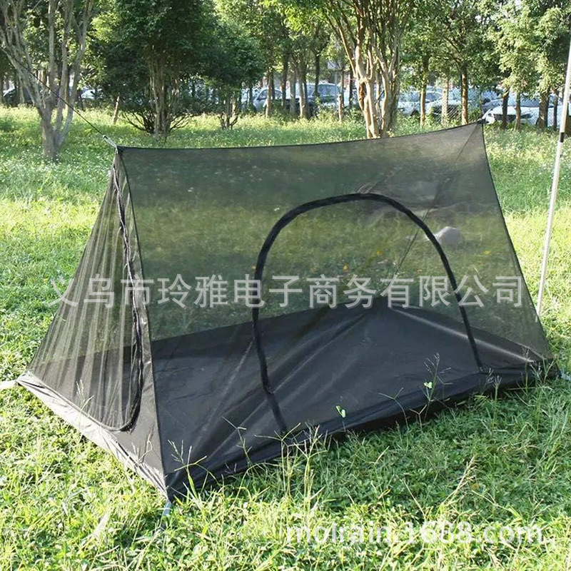 Tienda de campaña para acampar al aire libre cuidadosamente seleccionada, mosquitera, puerta con cremallera inferior, anti-mosquitos y anti-insectos en cuatro estaciones, rocío portátil para acampar