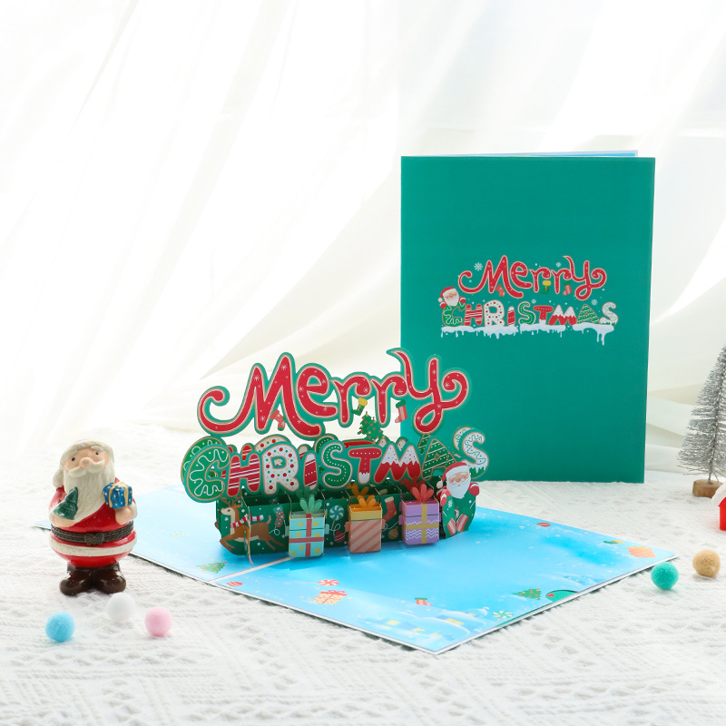 Christmas3 D Three-dimensional Greeting Card, Holiday Blessing Message Card, Paper Carving Creative Gift