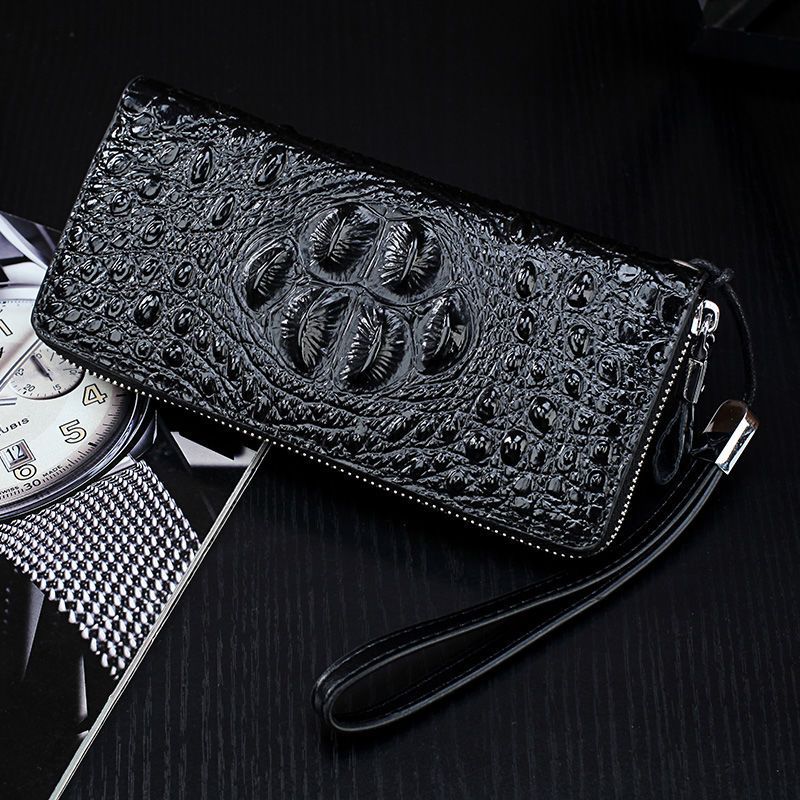 2024新款男包手包鳄鱼皮手拿包真皮牛皮长款钱包纯皮休闲时尚夹包