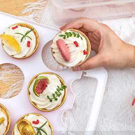 批发马芬纸杯蛋糕包装盒多层甜品台打包盒玛芬手提塑料收纳箱运输