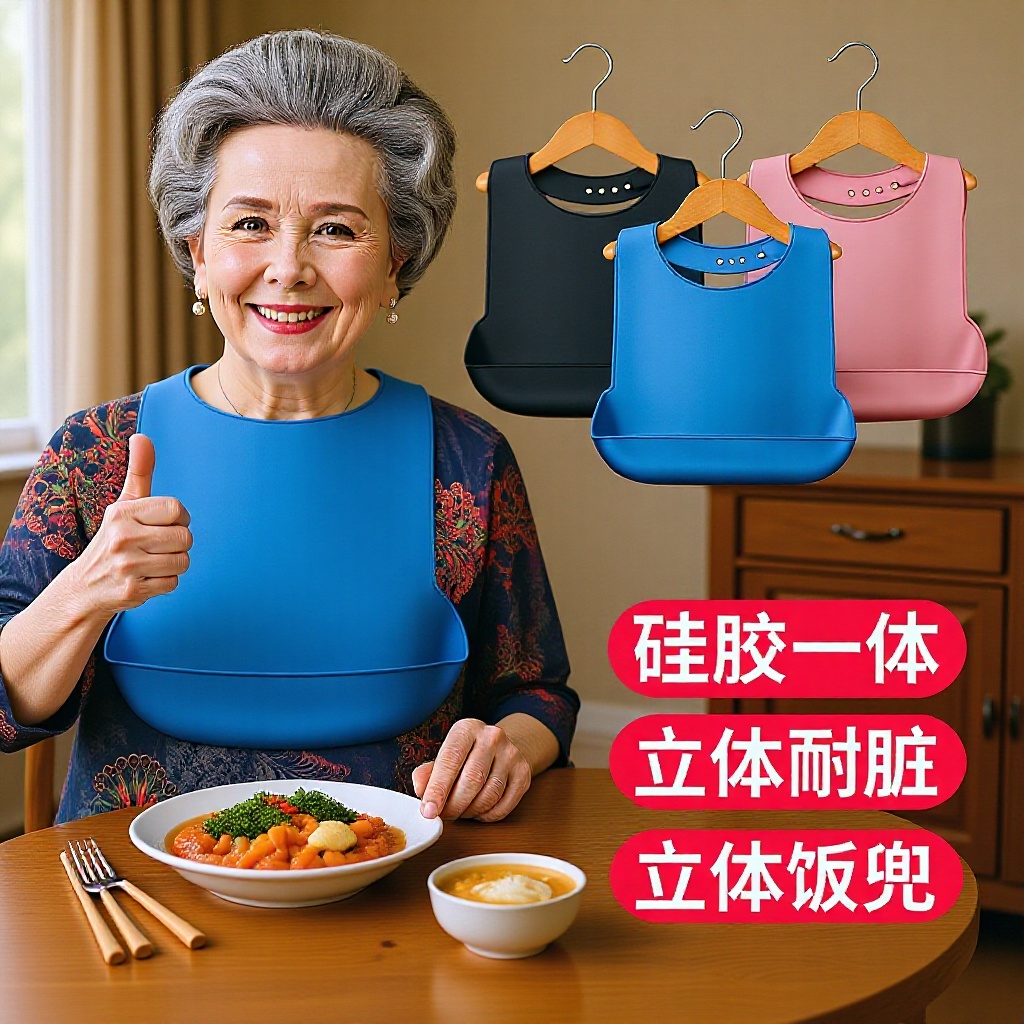 Bibs for the Elderly to Eat, Adult Waterproof Bibs, Adult-Specific Silicone Rice Pockets, Saliva Pockets for the Elderly, Aprons