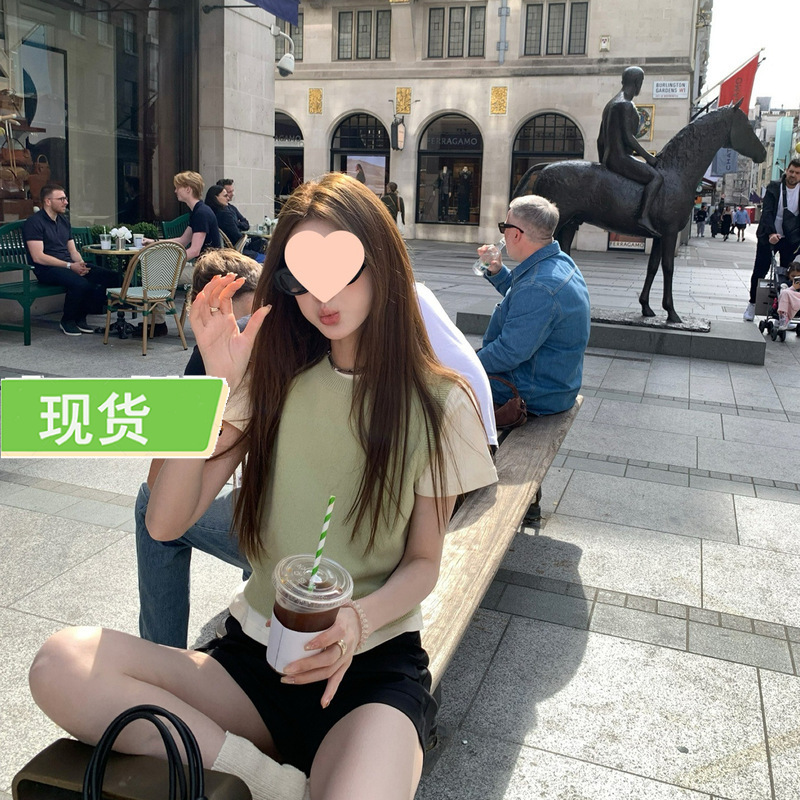 xb 松仁与金酒 纯羊毛马甲针织无袖毛衣圆领绿/棕/灰三色|undefined