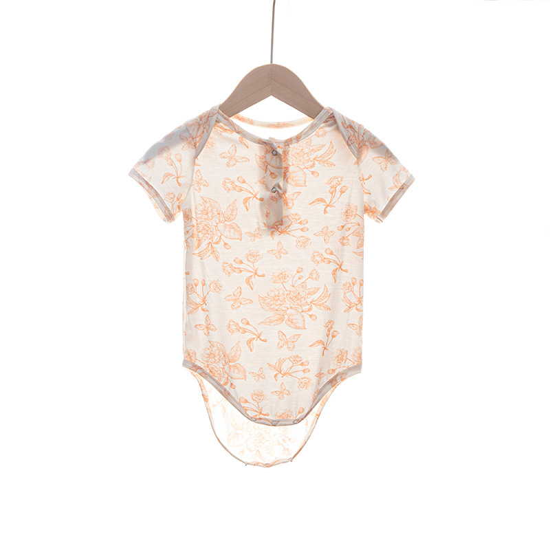 Bebé frío bambú algodón abrigo de verano bebé hombre y mujer ropa de aire acondicionado delgada camiseta de manga corta camiseta de escalada