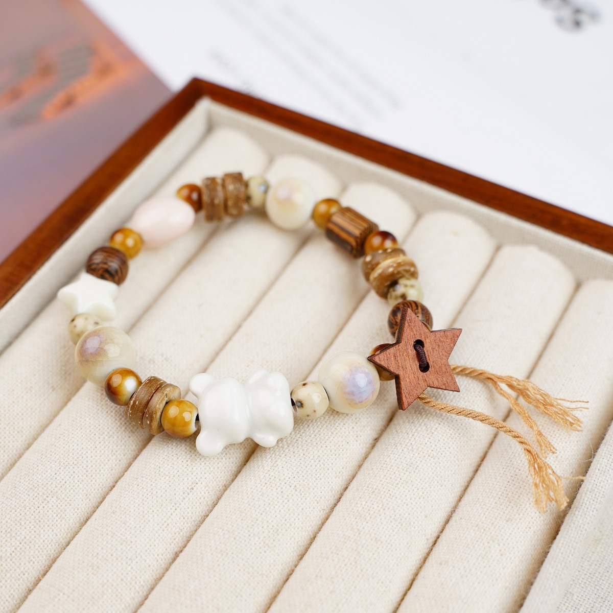 Jingdezhen pulsera de cerámica de verano mujer alta sensación galletas serie de gatos nicho diseño universal pulsera alta sensación
