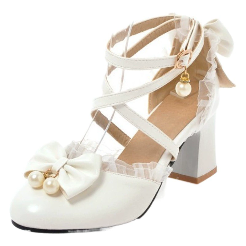 Маленькая девочка Розовые туфли Sweetie Princess с круглой головкой Японские мягкие сестры Лолита Сандалии на высоком каблуке Женская обувь Лолиты