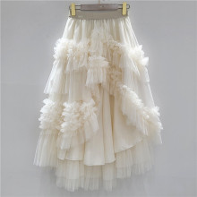 浪漫重工荷叶边网纱蓬蓬半身裙女不规则斜摆鱼尾A字蛋糕裙仙女裙