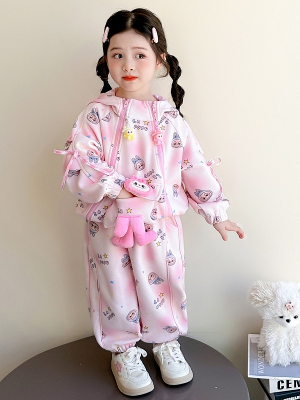 女童套装春秋2025新款宝宝拉布布卫衣儿童洋气卡通穿搭衣服两件套|undefined