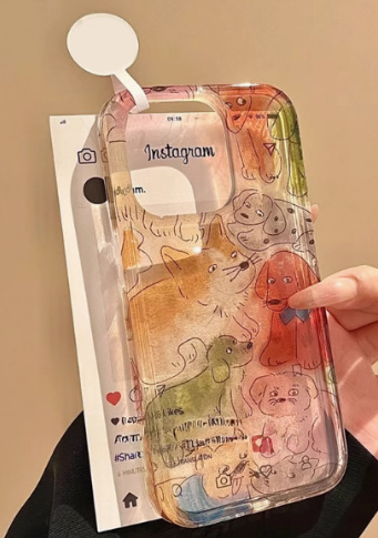 Divertido gato de graffiti de color para iphone16ProMax Apple 14 funda para teléfono móvil 15 femenino 13 nuevo 15PM