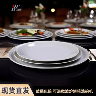 陶瓷纯白圆形盘子餐盘套装酒店家用牛排骨碟潮州厨房西餐批发外贸