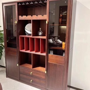Designer New Chinese Style Whole House Wine Cabinet Living Room Ebony Wood Storage Cabinet Villa Door-To-Door Measurement Large Flat Floor