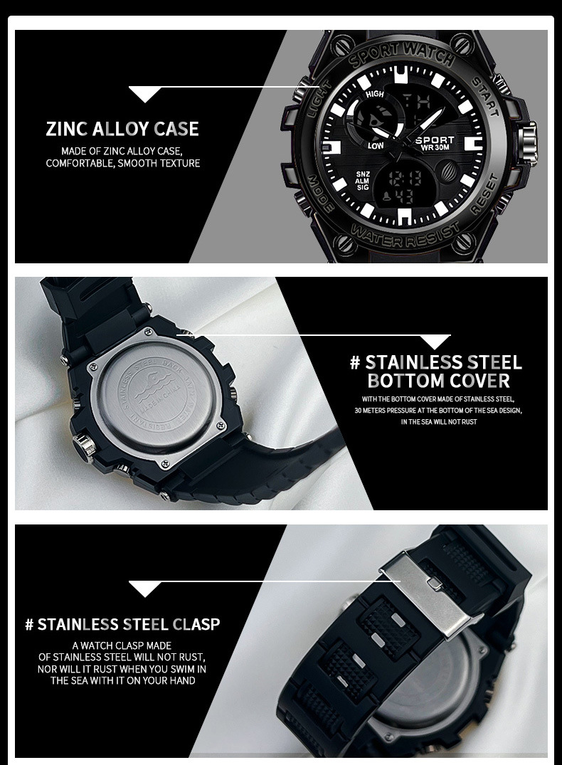 Men's Sports Watch Waterproof Electronic Multi-functional Led_voghion.com