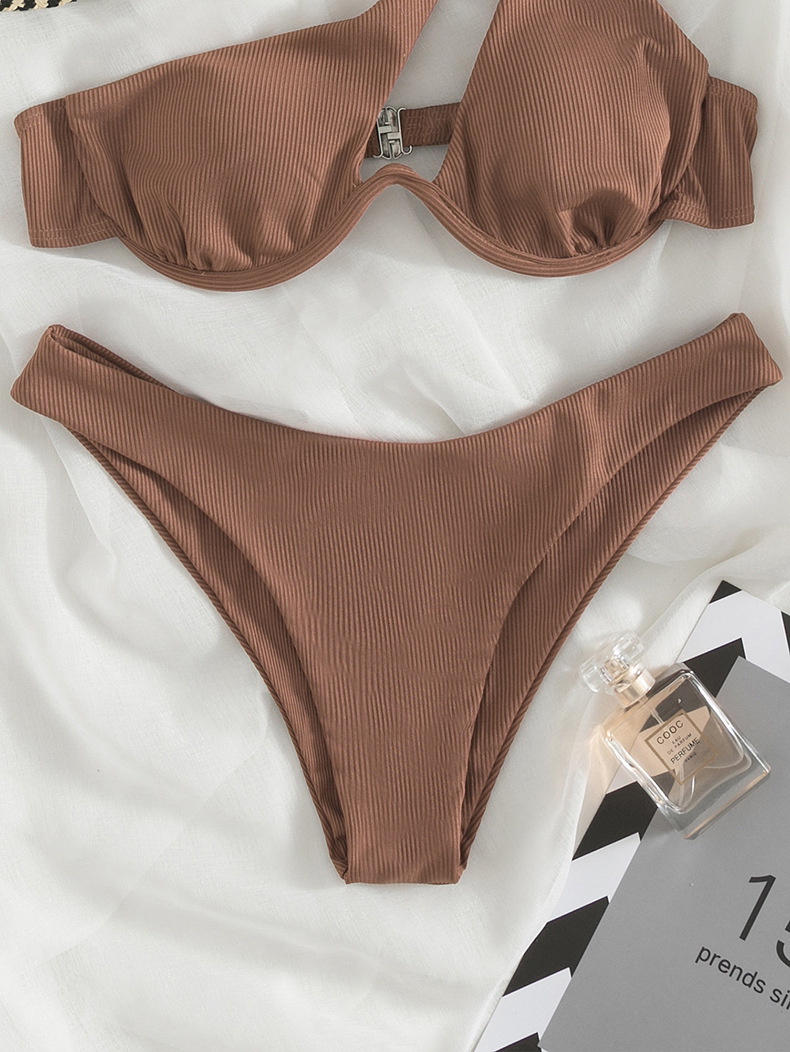 140g Weight Women's Solid Color 2 Piece Set Bikinis