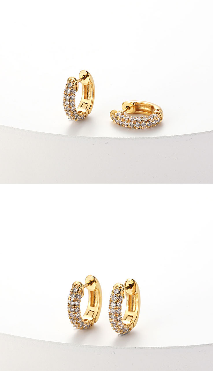 fashion trend retro brass plated 18K real gold microencrusted zircon hoop earringspicture2