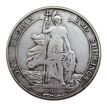 厂价直销英国1Florin1902-1905年号外国复制镀银纪念币