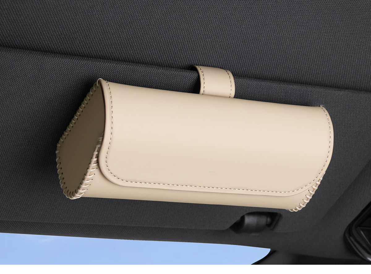 Practical Car Accessories, Car-Mounted Glasses Case, Multi-Functional Sun Visor Storage Box, Car-Mounted Sunglasses, Hand-Sewn Glasses Bag