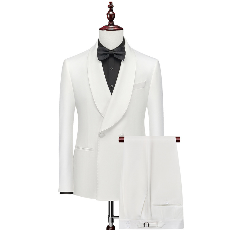 Quality Fashion White Suit suit High Sense Double-breasted Wedding Party Business Casual Slim-fit Suit 2399