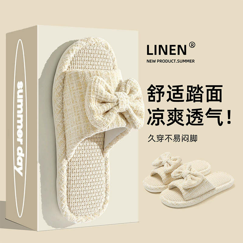 Льняные тапочки для женщин, летние домашние домашние четырехсезонные туфли в японском стиле, женская обувь, универсальные домашние напольные тапочки из хлопка и льна, тканевые