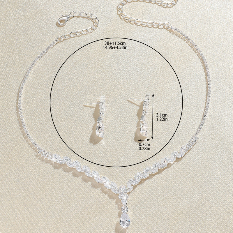 Temperamento lusso splendente zircone collana orecchini set moda ciondolo collana gioielli per le donne_voghion.com