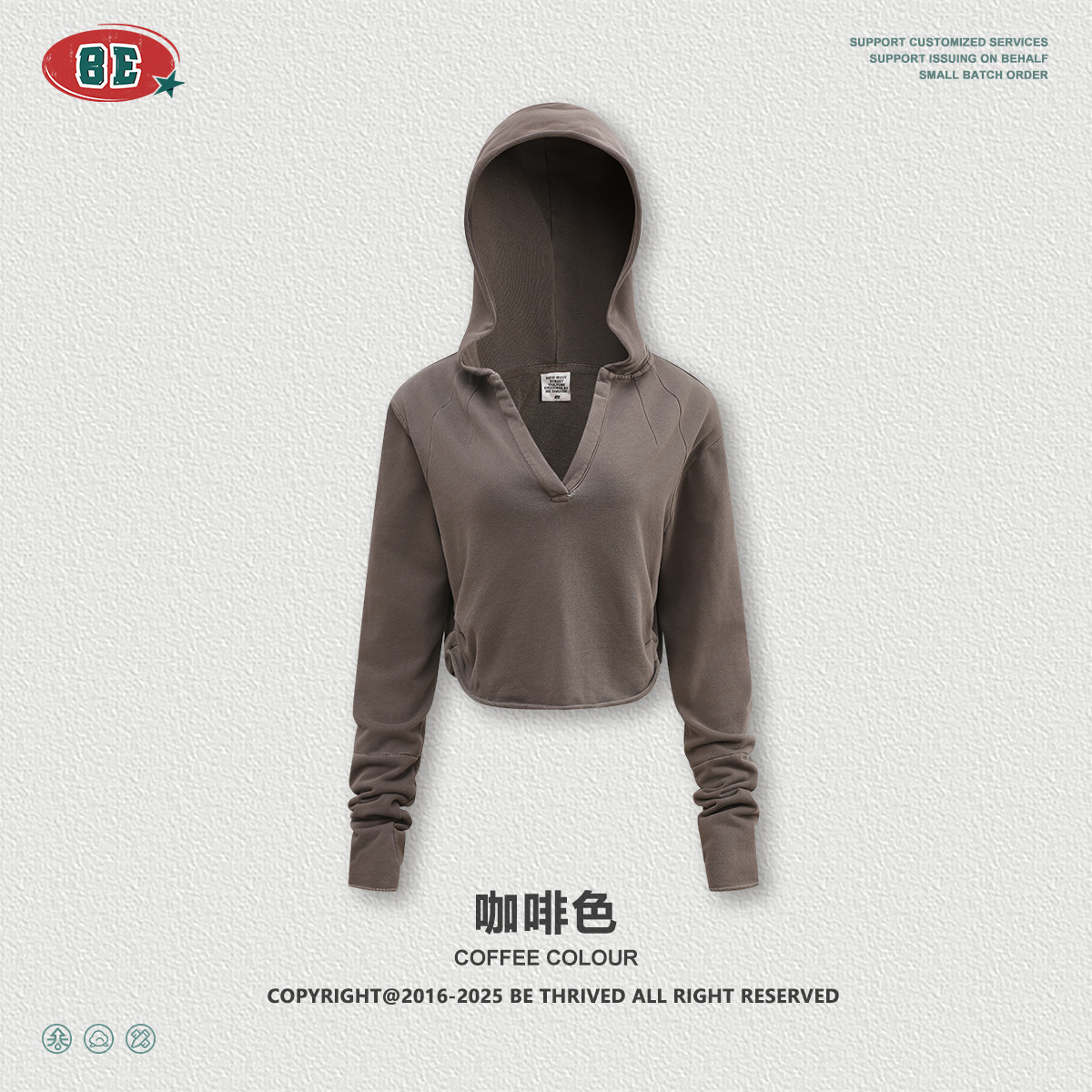 BE ropa de mujer de otoño de 2025 Europa y América vintage hottie chaqueta de cuello en V camiseta doblada corta con capuzas de manga larga chaqueta de mujer image 8