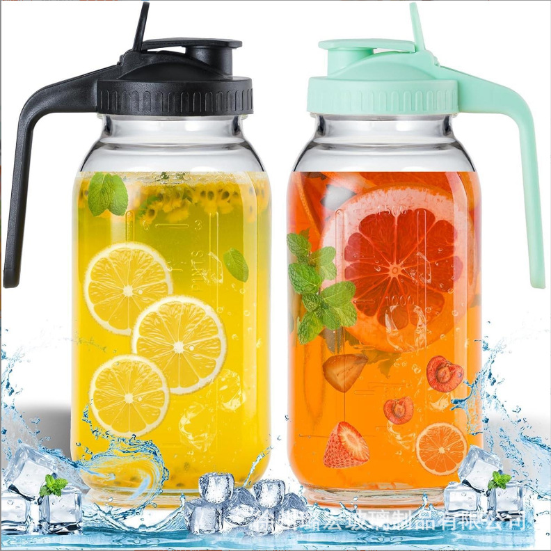 Al por mayor transfronterizo Amazon 32oz botellas de vidrio botellas de bebidas con pantalla de café calibración de botella de agua fría cubierta de mango