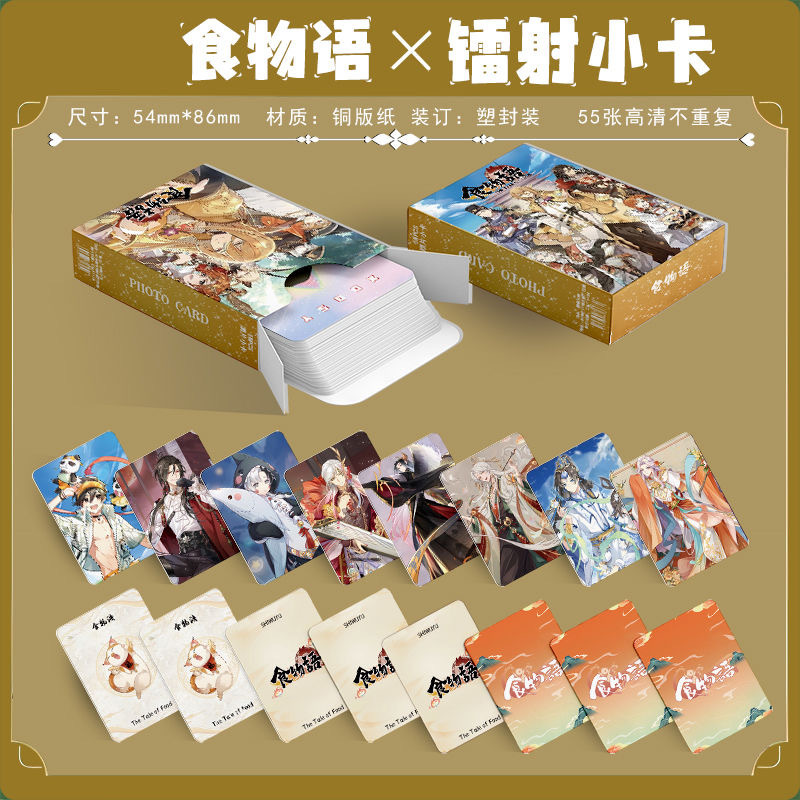 Foodie Laser Mini Card Set 55 Pieces, Unique Borderless Polaroid LOMO Mini Cards, High-Definition Boxed Package